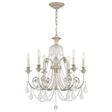 Crystorama 5116-OS-CL-MWP 6 Light Chandelier in Olde Silver