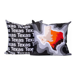 Texas map pillow, charcoal orange - Decorative Pillows