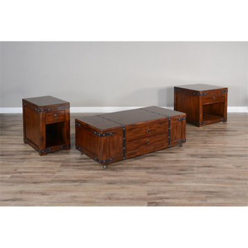Pemberly Row 24" Traditional Wood End Table in Dark Chocolate
