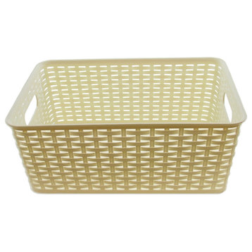 Plastic Rattan Storage Box Basket Organizer Large, ba426, White, 1