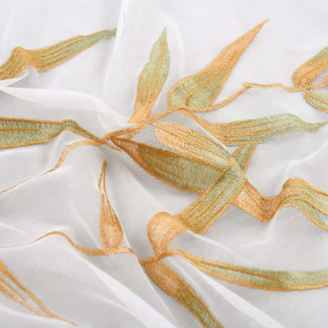 QYHL225G Silver Beach Embroidered Chinese Lucky Bamboo Grey Faux Silk Custom Mad