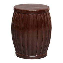 Brown Fluted Ceramic Garden Stool - Accent And Garden Stools