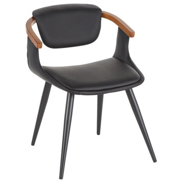 Oracle Chair, Black Metal, Black PU, Walnut Bamboo