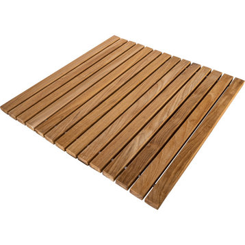 Nordic Style Natural Teak Shower and Bath String Mat 19.6″x19.6″