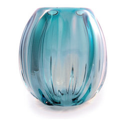Caleb Siemon copper blue thick barnacle barrel vase - Vases