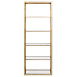 Elk Home - Strie Bookcase - The Strie Bookcase brings instant modern glam to a living room or home office. Its metal frame comes in a luxe gold finish and holds five glass shelves, creating a chic space for displaying decorative items, plants or books. With its open design, this piece provides useful a surface without encroaching on a sense of light and space.
