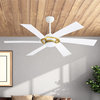 60" Smart LED Ceiling Fan With Remote and Light, Whiteandgold