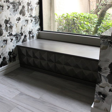Custom Geometric Vanity & Matching Window Seat