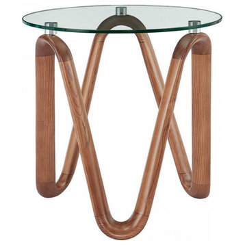 Nik Modern Glass and Walnut End Table