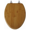 Nature Bamboo Dark Wood Grain Elongated Regular Close Chrome Hinge Toilet Seat