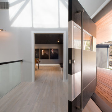 Contemporary Front Entry Renovation Wood Deck With Landscaped Zen Garden