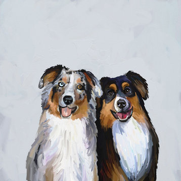 "Best Friend, Border Collies" Stretched Canvas Art by Cathy Walters, 10"x10"