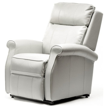 Lehman Dove White Faux Leather Traditional Recliner and Lift Chair