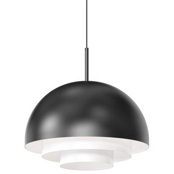 Modern Tiers Dome LED Pendant, Satin Black, 16"