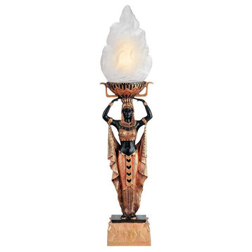 22" Classic Ancient Egyptian Statue Sculpture 1920 Revival Maiden Table Lamp
