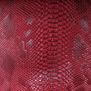 Amazonia Chic Crocodile Skin Vinyl Upholstery Fabric, La Roja