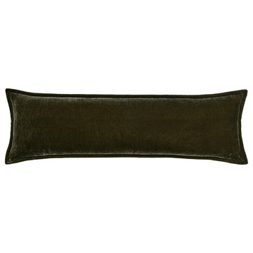 Stella Faux Silk Velvet Long Lumbar Pillow, 14" x 42", 1PC, Fern Green