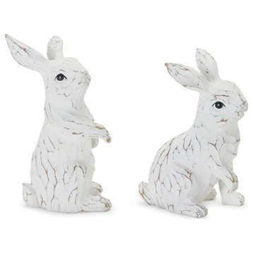 Carved Bunny Figurine, 2-Piece Set