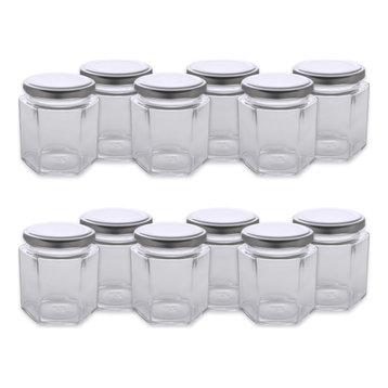 DII, Set of 12 Hexagon Jars With Silver Lids