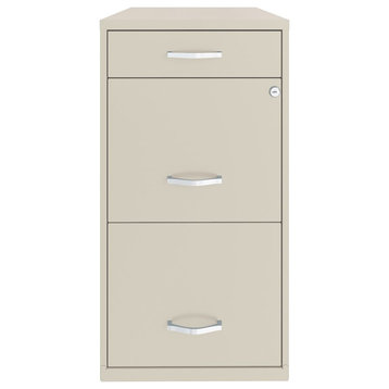 Space Solutions 18" 3 Drawer Metal File Cabinet with Pencil Drawer in Off White