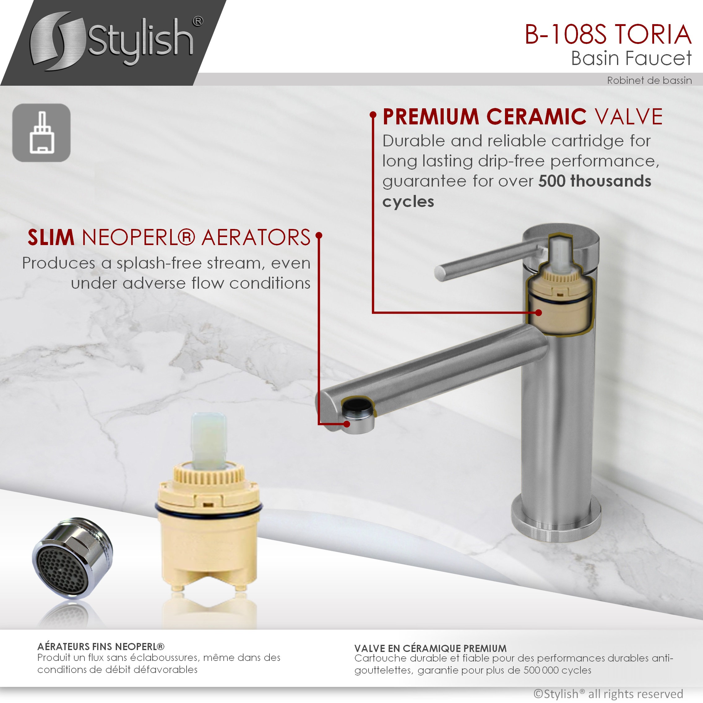 STYLISH Single Handle Modern Bathroom Faucet Basin Sink Faucet