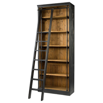 Four Hands Ivy Bookcase With Ladder, Matte Black