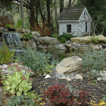 Waterfalls into pond
