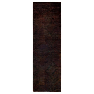 Modern, One-of-a-Kind Hand-Knotted Area Rug Brown, 2' 6" x 8' 2"