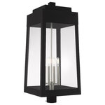Livex Lighting - Livex Lighting 20862-04 Oslo - Four Light Outdoor Post Top Lantern - This updated industrial design comes in a taperingOslo Four Light Outd Black Clear Glass *UL Approved: YES Energy Star Qualified: n/a ADA Certified: n/a  *Number of Lights: Lamp: 4-*Wattage:60w Candelabra Base bulb(s) *Bulb Included:No *Bulb Type:Candelabra Base *Finish Type:Black