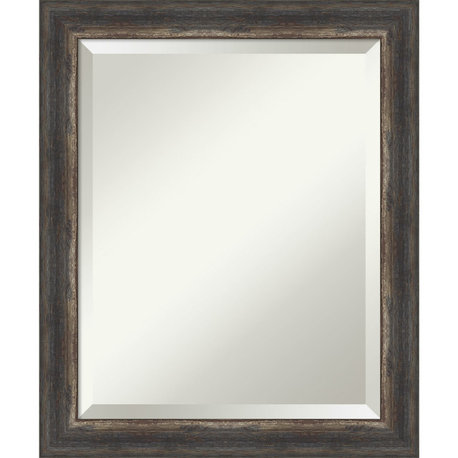 Bark Rustic Char Narrow Beveled Bathroom Wall Mirror - 19.5 x 23.5 in.