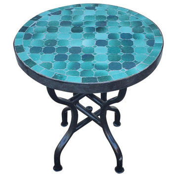 16" Emerald Aqua Moroccan Mosaic Table