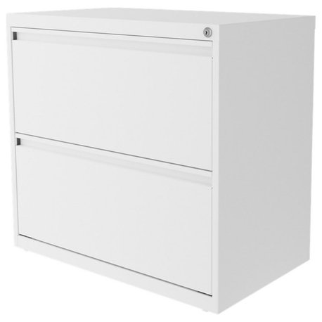 Hirsh 30 inch W 2 Drawer Metal Lateral 101 File Cabinet White