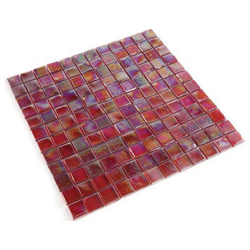 Mosaic Glass Tile Squares For Swimming Pool, Wet Areas & More, Burgundy