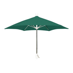FiberBuilt Umbrellas LLC - 7.5' Hexagon Forest Green Patio Umbrella with Bright Aluminium Finish - Outdoor Umbrellas
