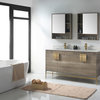 Modern Grey Bathroom Vanity Set, Satin Brass Hardware, Marbel Top