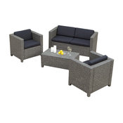 GDF Studio 4-Piece Venice Outdoor Wicker Sofa Set