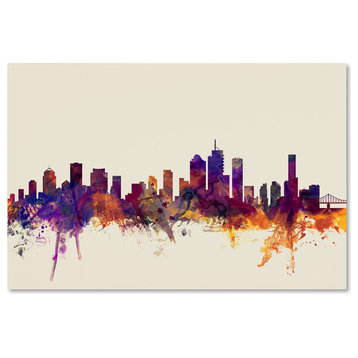 Michael Tompsett 'Brisbane Australia Skyline' Canvas Art, 19"x12"