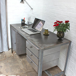 Dylan Vintage Urban Industrial Chic 1950/60's Stripped Bare Steel Desk - Desks & Writing Bureaus