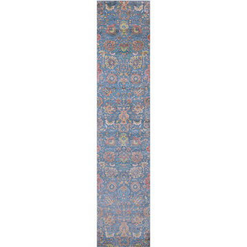 2' 7" X 11' 11" Runner Persian Tabriz Handmade Wool & Silk Rug - Q21529