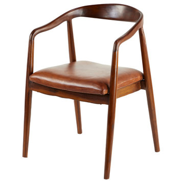 Contemporary Brown Teak Wood Dining Chair 64776