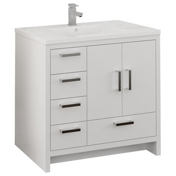 Fresca Imperia 36" Gloss White Cabinet With Integrated Sink, Left Version