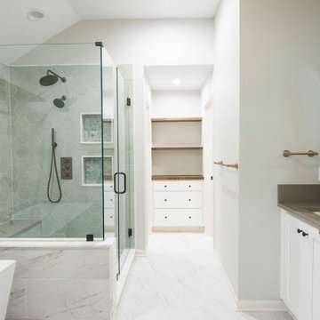 Contemporary Bohemian Primary Bath + Closet Remodel Overland Park, KS