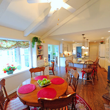 Galley kitchen & family room transformed into a large eat-in kitchen