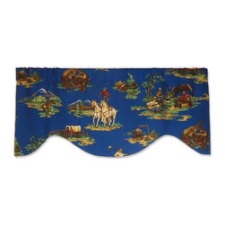 Priority Home and Design - Robert Allen Wild West Cowboy Valance, Blue - Valances