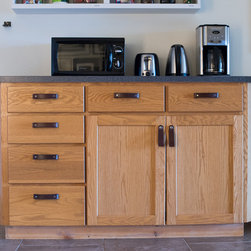 Kitchen Island Turned Kitchenette with Leather Drawer Pulls - Cabinet And Drawer Hardware