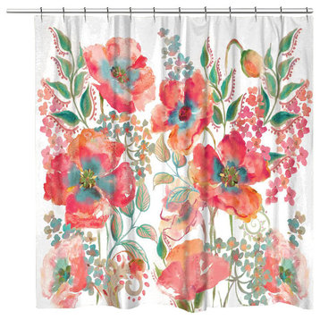 Laural Home Bohemian Poppies Shower Curtain, 71"x74"