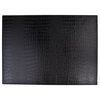 Leather Crocodile Placemats, Set of 6, Dark Brown and Black