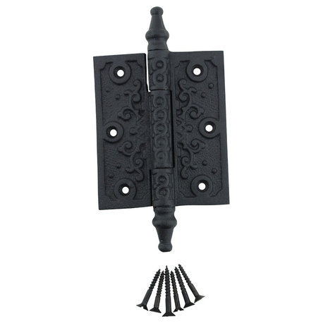 Black Wrought Iron Butt Hinge Antique Victorian Steeple Tip Rust Resistant Hinge