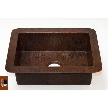 Undemount Kitchen Copper Sink Single Basin, With Matching Solid Copper Drain