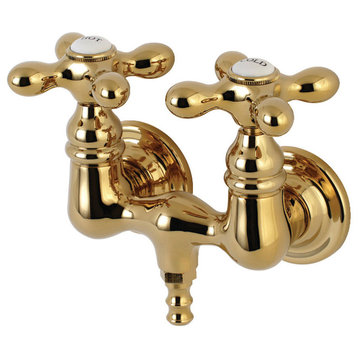 Aqua Vintage 3-3/8" Wall Mount Tub Faucet, Polished Brass